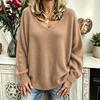 Women's V-Neck Casual Sweater, Loose Fit Sleeve, Color for Fall and Winter