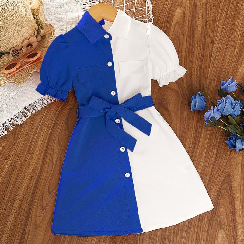 Girls' Dresses, Children's Clothing, Summer Fashion Color Matching, Short-sleeved Children's Shirt Skirts