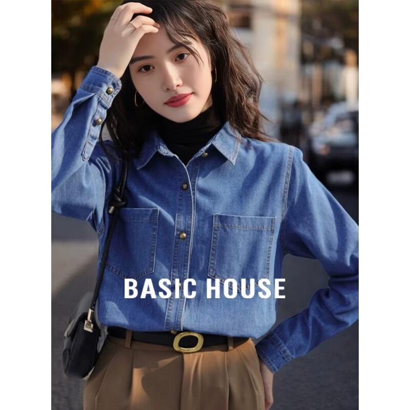 Basic House Women s Blue Denim Layering Shirt Jacket S