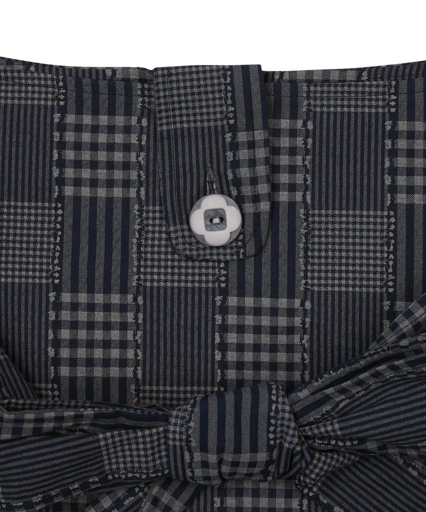 Bauf Tie-Up Check Crossbody Bag [Navy]