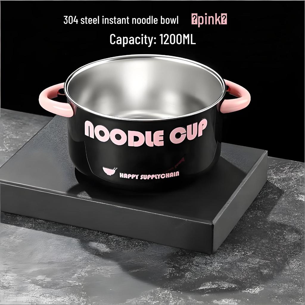 304 Stainless Steel Double Layer Insulated Noodle Bowl - Portable Bento & Lunch Box
