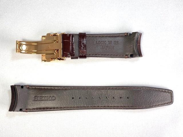 L0CK013P9 SEIKO Astron 22mm Leather Crocodile for and Other Models Strap, Brown, SBXB096/ 8X22-0AG0