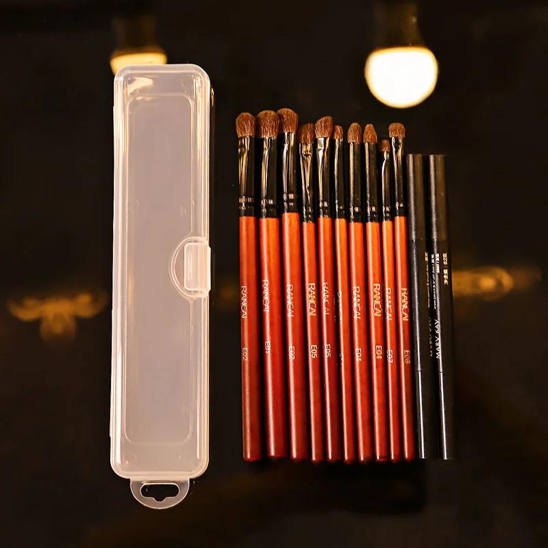 Portable Makeup Brush Organizer Eyebrow Pencil Tableware Chopsticks Transparent With Cover Storage Box Kitchen Accessories