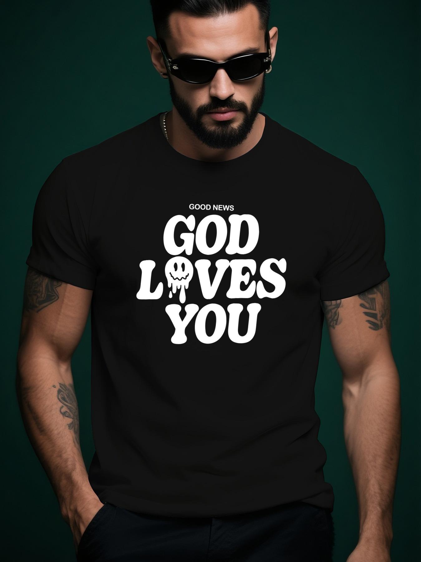 GOD LOVES YOU Graphic Tshirt - Light Grey Religious Tee... L