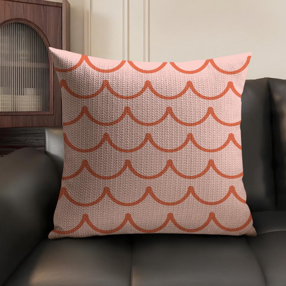 Cushion Cover Colorful Waves Breathable Linen Organic Fabric DoubleSided Printing Sofa Pillow Case Home Decor