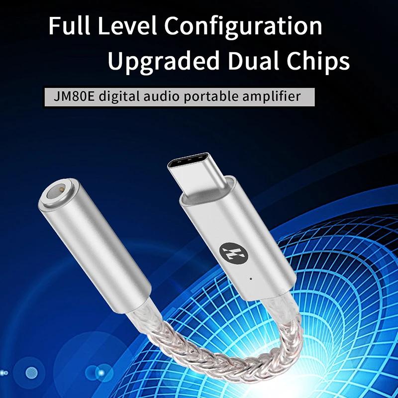 JCALLY Type-C To 3.5mm DAC For Android ES9280AC PRO Digital Audio Cable TypeC To 3.5 Earphone Amplifier 32bit/768kHz Hifi DSD512