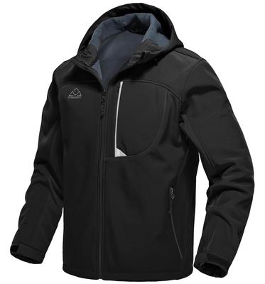 Outdoor Softshelljacke Wasserabweisend Militärparka Thermisch Kletterbekleidung Pullover Oberbekleidung Wanderbekleidung Bergparka mit Kapuze Schwarz [Gopune]