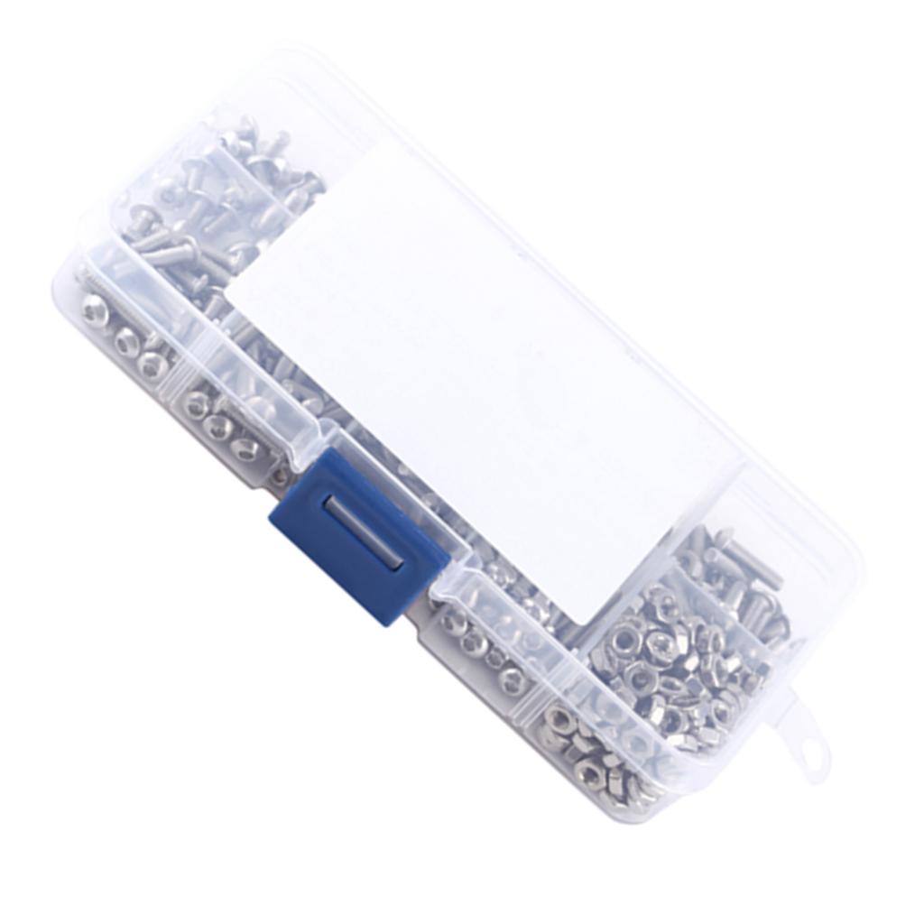 340pcs M3 Stainless Steel SS304 Button Head Hex Socket Screw Bolt Nut Assortment Kit