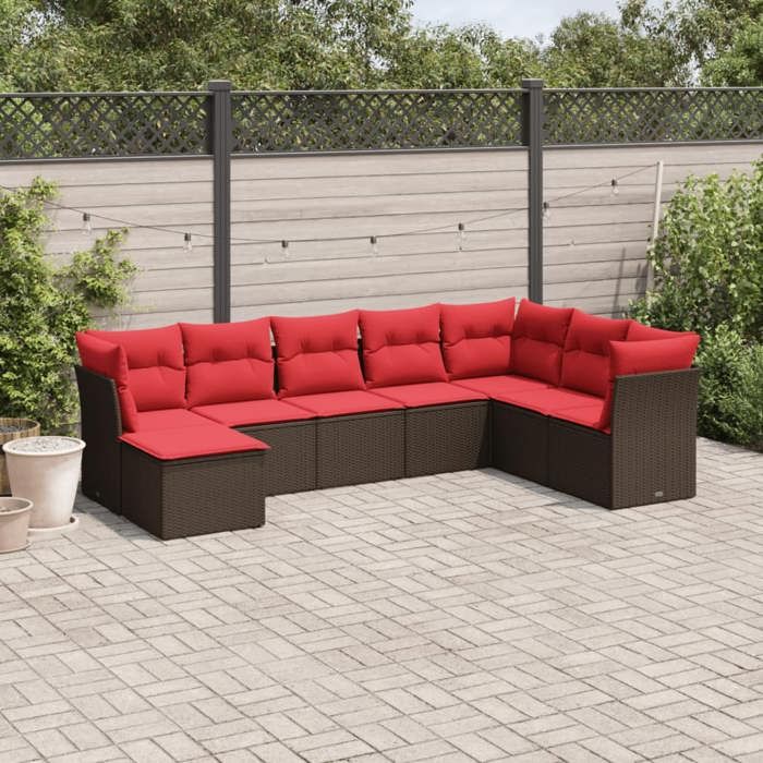 VidaXL Garden Lounge Set with Cushions 8 Pcs, Sofas with Adjustable Feet, Outdoor Furniture Set Patio Terrace 3218054