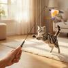 Artificial Insect Cat Teaser Stick Accessories Brown Feather Replacement Head Kitten Pet Toy Wand