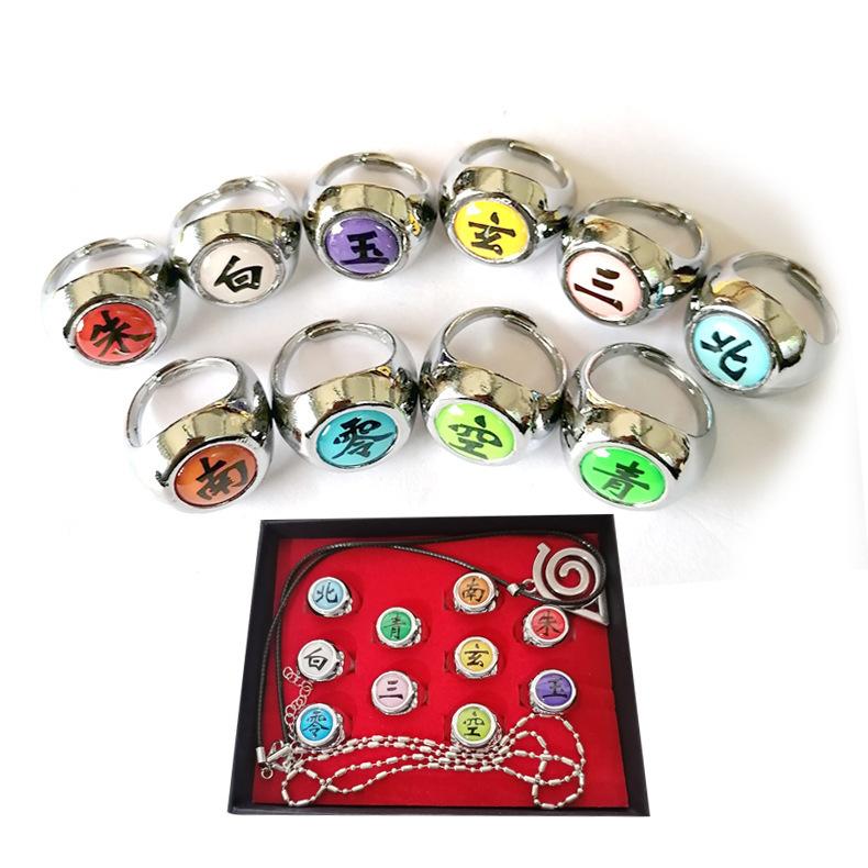Anime Akatsuki Rings Uchiha Itachi Pain Nagato Deidara Konan Hidan Uchiha Obito Metal Necklaces Pendants Accessories Figure Gift