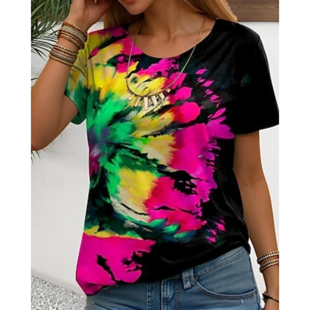 

Женская футболка с круглым вырезом и цветочным принтом «Колибри», повседневный топ, разноцветный, с коротким рукавом, дышащая, свободного кроя, летняя модная футболка 2XL