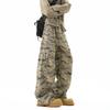 American retro multi-pocket camouflage tooling jeans men's and women's cleanfit loose casual wide-leg pants trousers tide
