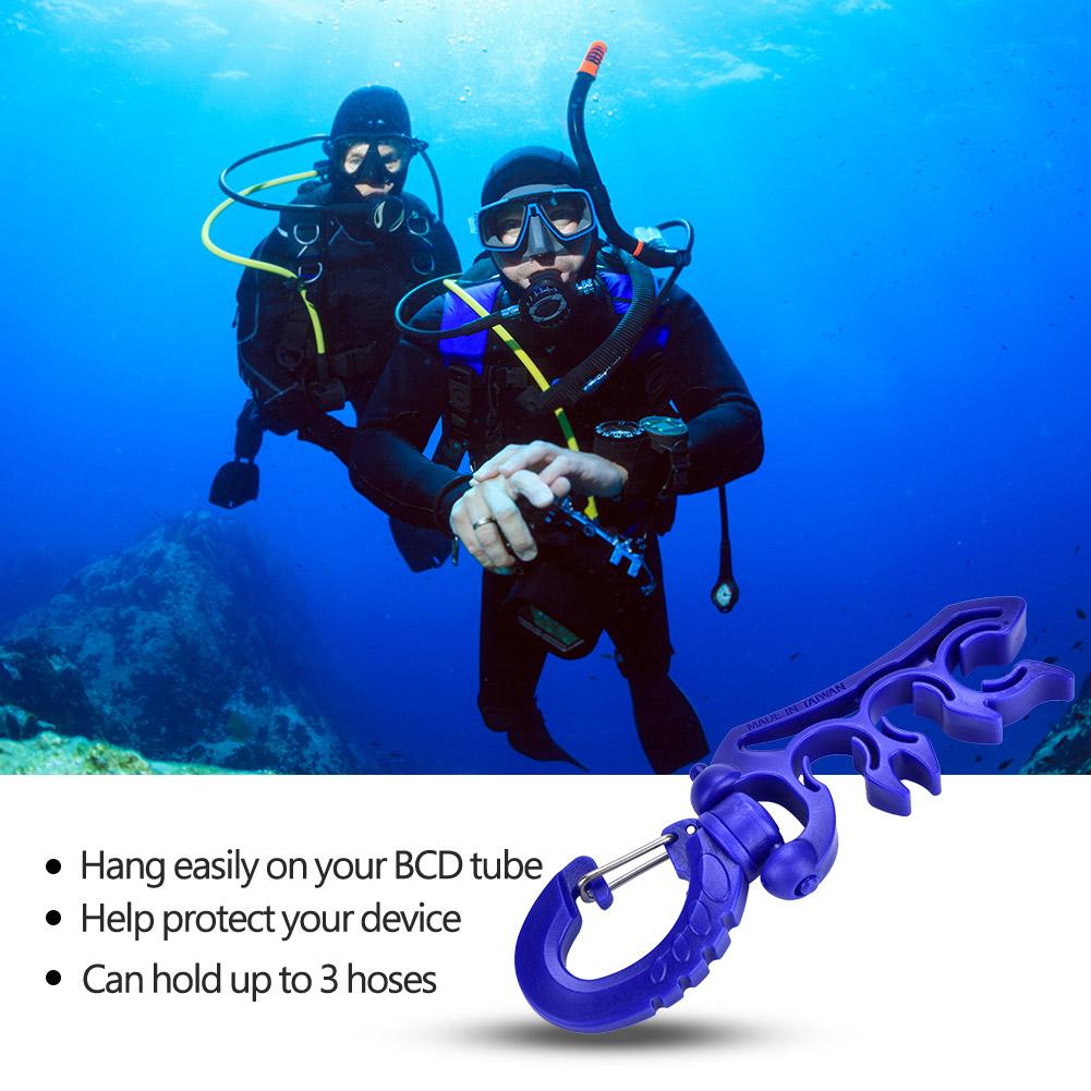 

Keep Diving 3 Colors Diving Underwater Plastic Double BCD Hose Holder with Clip Buckle Hook синий