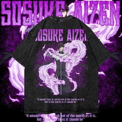 Μπλουζάκι Aizen Sousuke Anime T-shirt Streetwear Ρούχα για Άνδρες Γυναίκες Πλυμένο Βαμβακερό T-shirt Καλοκαιρινό Μπλουζάκι Κοντομάνικο