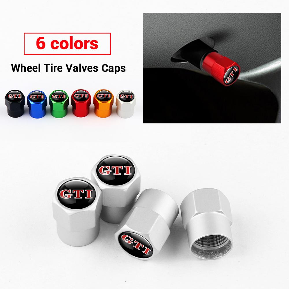 Auto Wheel Tire Hub Valve Stem Cap GTI Emblem Car Styling Accessories for Volkswagen VW Passat Touran Golf Polo Beetle RLINE R CWU1