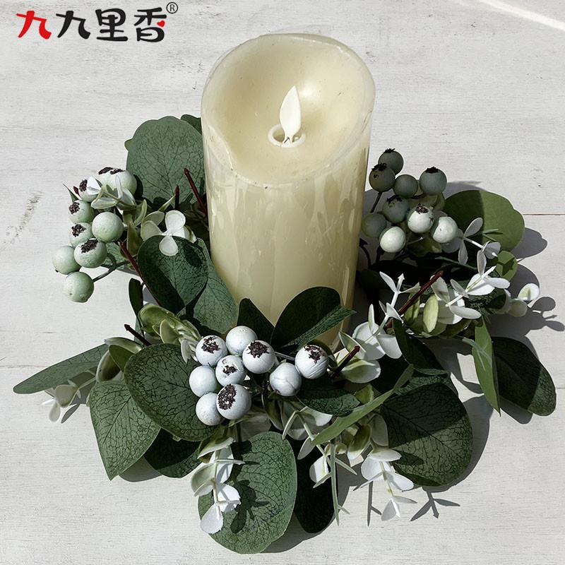 American Spring Simulation Wreath Candle Wreath Eucalyptus Wreath Eucalyptus Leaf Wreath Dining Table Money Leaf Wreath