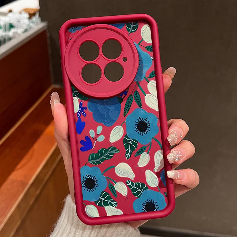 Blaues Trompetenblumenmuster Weiche TPU Silikon Handyhülle Für OnePlus 13T 13 12 11R ACE 5 3 2 Bonbonfarbene Hülle Funda