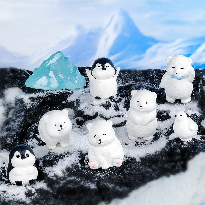 Mini-Eisbär-Figur Cartoon-Pinguin Weißbär Mikro-Landschaft Puppenhaus Modellauto Innenraum-Schmuck Home Schreibtisch Dekoration