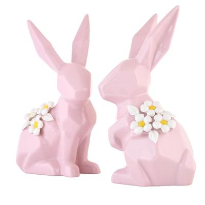 Kreative Geometrische Abschnittsdekoration Süßes Kaninchen für Heimdeko (Packung mit 1, ROSA)