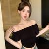 Pure Desire Ins One-word Shoulder Collar Sexy Spice Girl Off-the-shoulder Short-sleeved T-shirt Women's New Summer Korean Version Thin Top Women's Tre