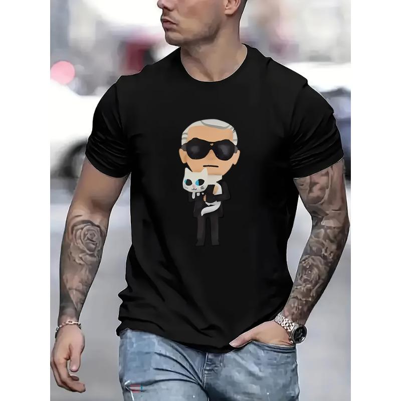 European Size Fashion-Forward Casual Men's Short Sleeve T-Shirt - Animal Print Design, Lightweight & Breathable Comfort with Relaxed Fit Crew Neck Top