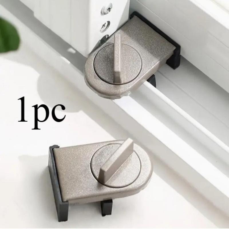 1pc Sliding Door Lock, Anti-Theft Anti-Pinch Safety Lock with No-Drill Installation, Pet-Proof Two-Way Fixation for Window