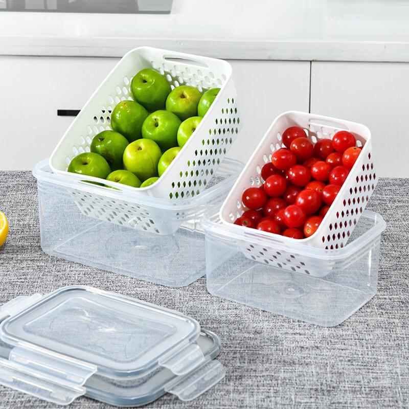 

Double-Layer Draining Refrigerator Storage Container Set