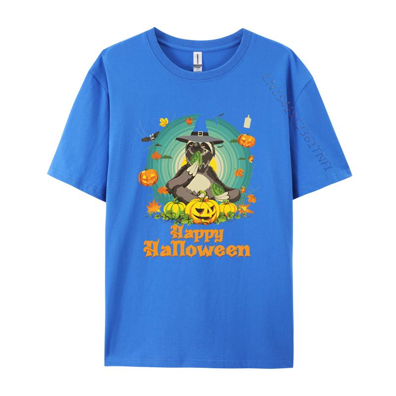 Mens Tshirts Happy Halloween Sloth Dog Pumpkin T Shirt Cotton Cool Tees For Men Loose Tops Tees