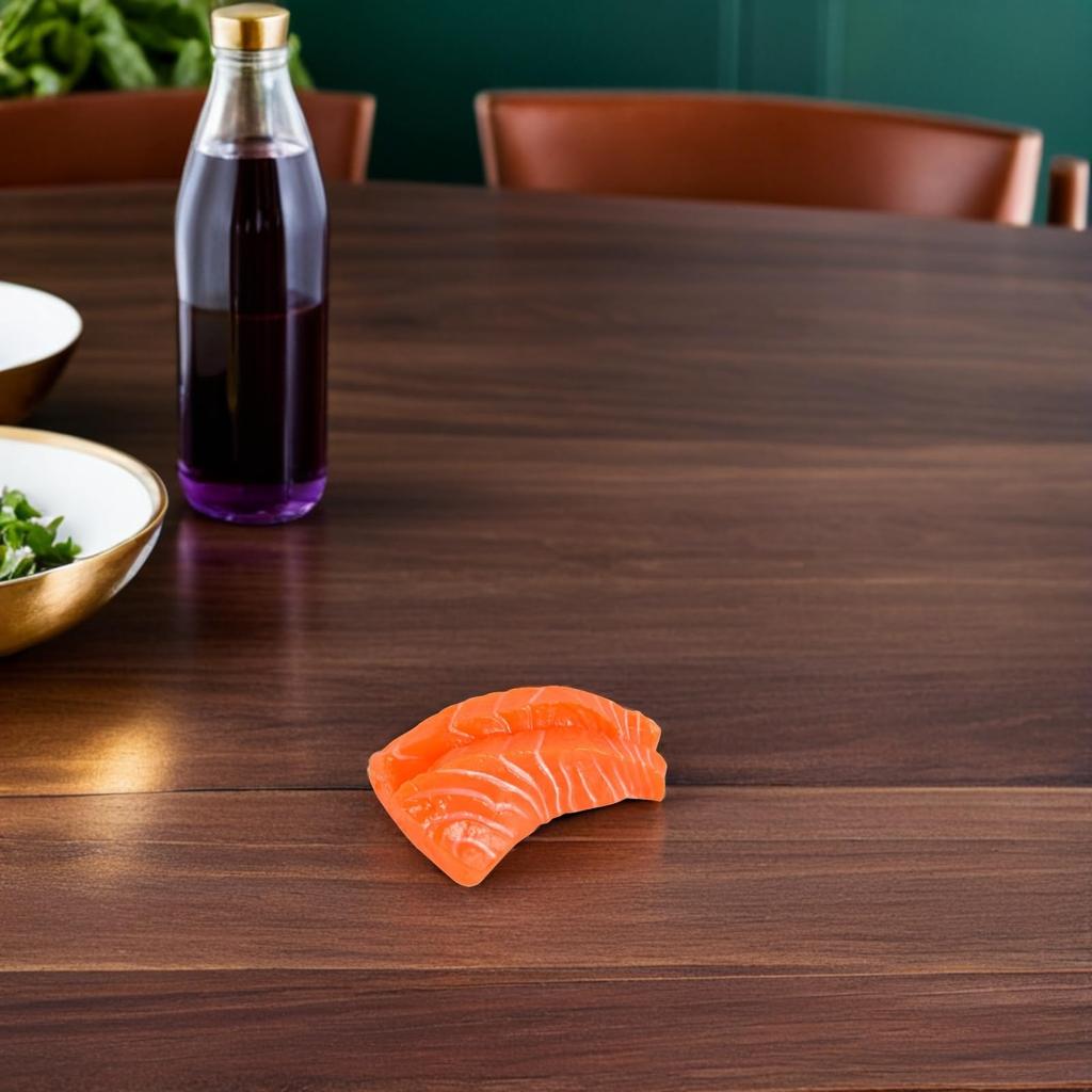 FRCOLOR Set of 3 Imitation Salmon PVC Realistic Sushi Food Model for Food Photography Restaurant Inches Slices, Display, Props, Decoration,