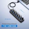 Driver-Free 7-Port USB 3.0 Hub with Individual Switches