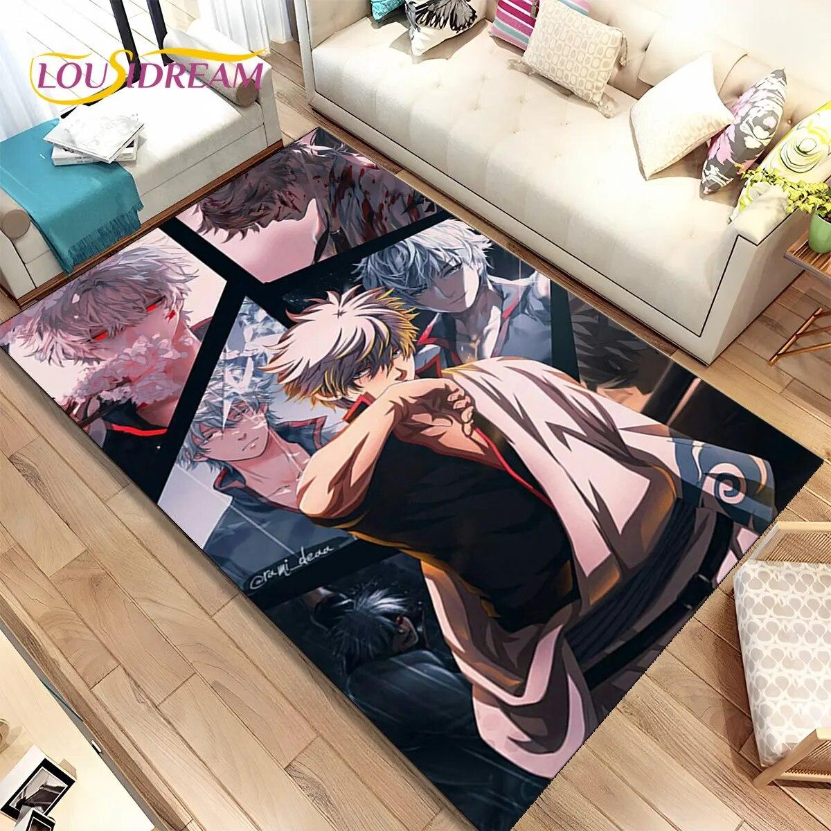 

3D Gintoki Kagura Gintama Килимок у стилі аніме, килимок для вітальні, спальні, дивана, прикраса дверного килимка, нековзкий килимок для дітей 40x60cm(15x23in)