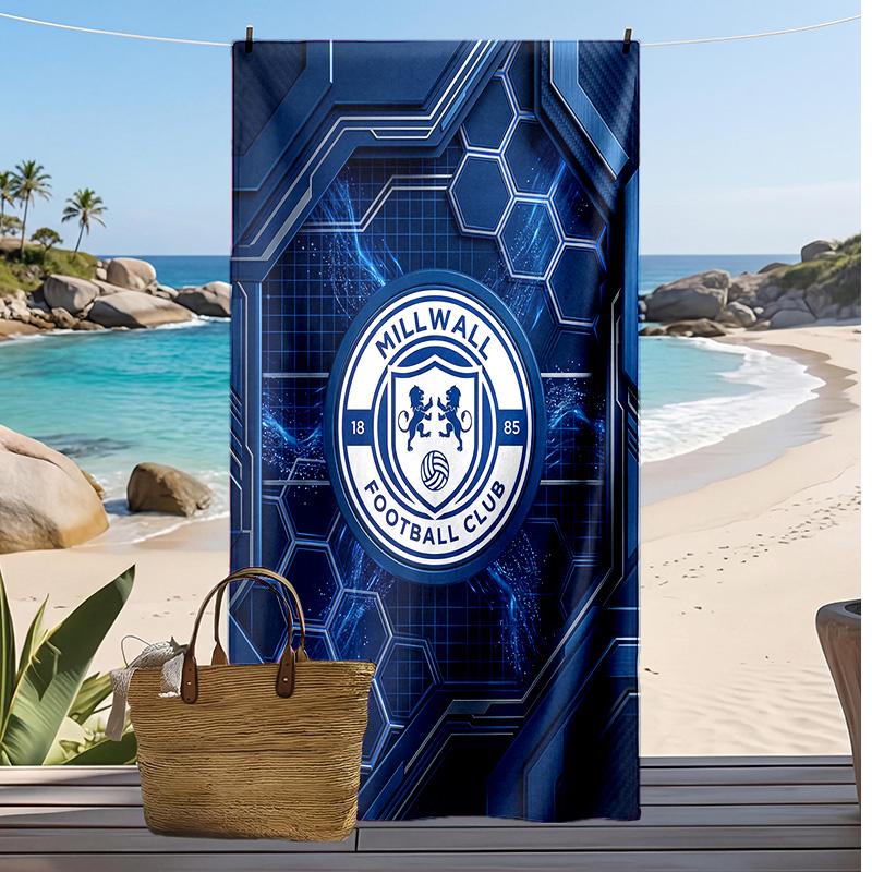 Toalha de Praia Estampa de Futebol Millwall, Toalha Grande Macia de Secagem Rápida para Praia Acampamento Natação