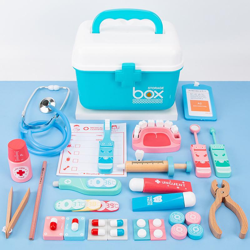

Children s Wooden Medicine Box Plastic Box Fun Dentistry Basic Doctor Nurse Hanging Drip Visit Medical Set