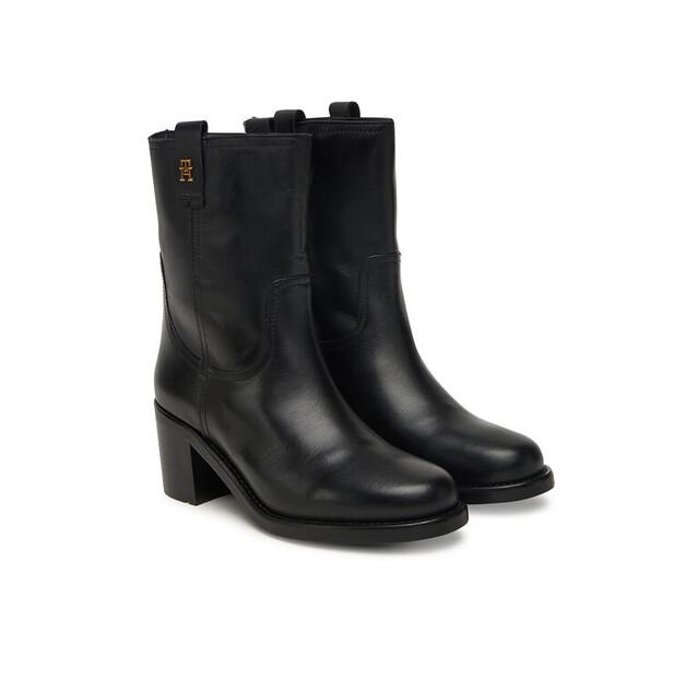 Ботильоны Tommy Hilfiger Riding Lthr Mid Boot Block Heel FW0FW08776 Black