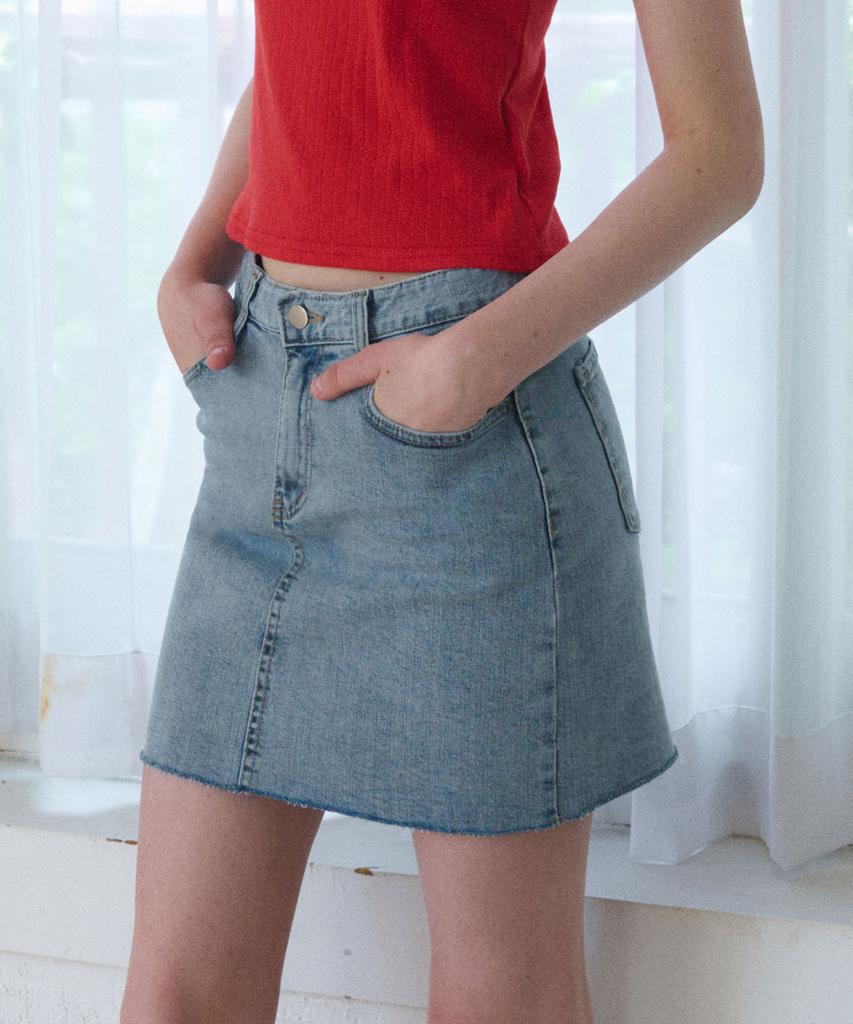 Heint Sky Washed Denim Skirt_Blue