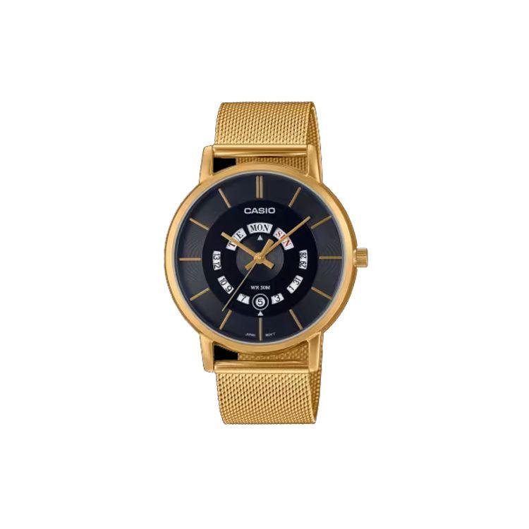 Casio Standard Series 50M Water Resistant Quartz Movement Stainless Steel Watch 41Mm Men watches Black MTP-B135MG-1AV Black Dial