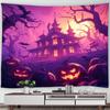 Halloween Decorative Tapestry Pumpkin Lantern Wall Hanging Full Moon Gothic Castle Ghost Bat Tapestry Home Room Decoration