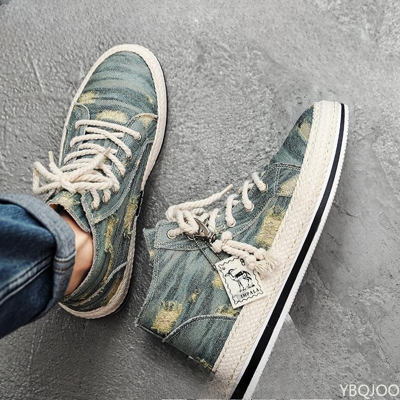 Men's Spring Autumn Fashionable Versatile Anti Slip High Top Canvas Shoes Lightweight Casual Comfortable Men's Shoes