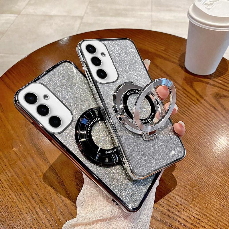 Glitter Magsafe Magnetic Stand Holder Plating Case for Samsung Galaxy A14 A24 A34 A54 A15 A25 A35 A55 A05 A05S 4G 5G Cover