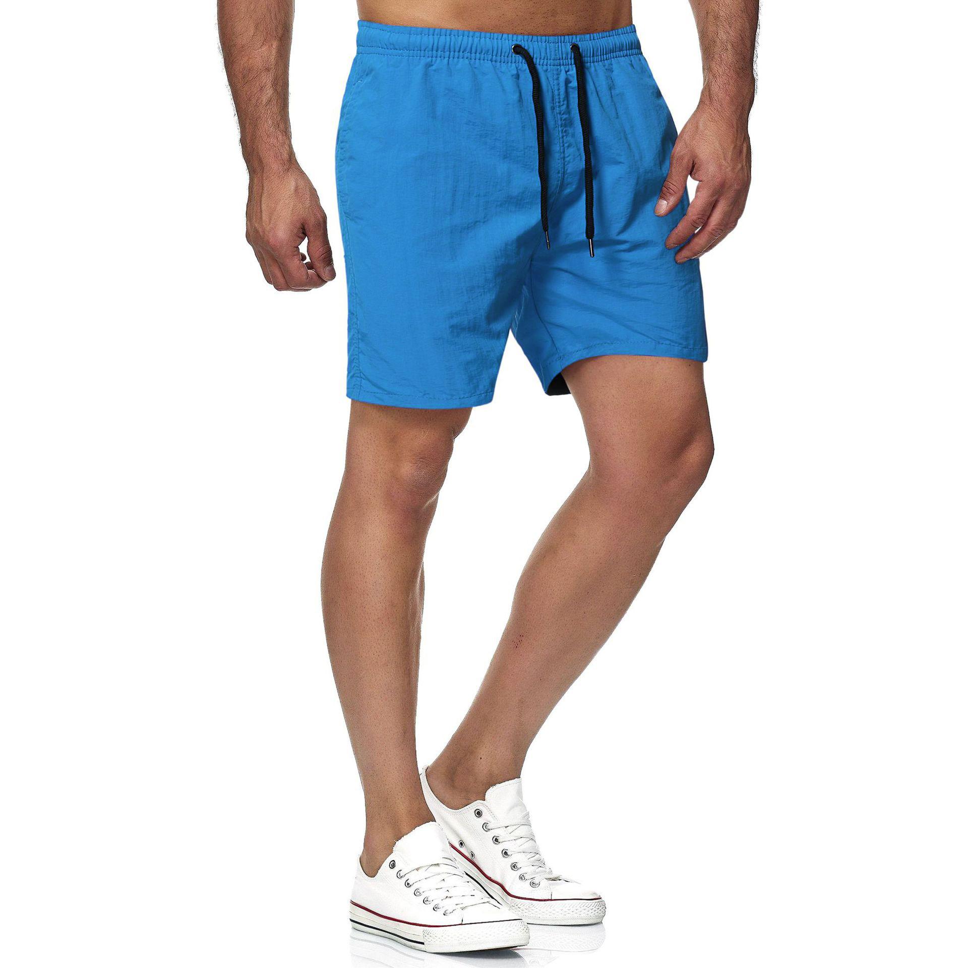 

Men s 5-minute Quick-dry Solid Color Beach Pants Sports Fitness Shorts 3XL небесно-голубой