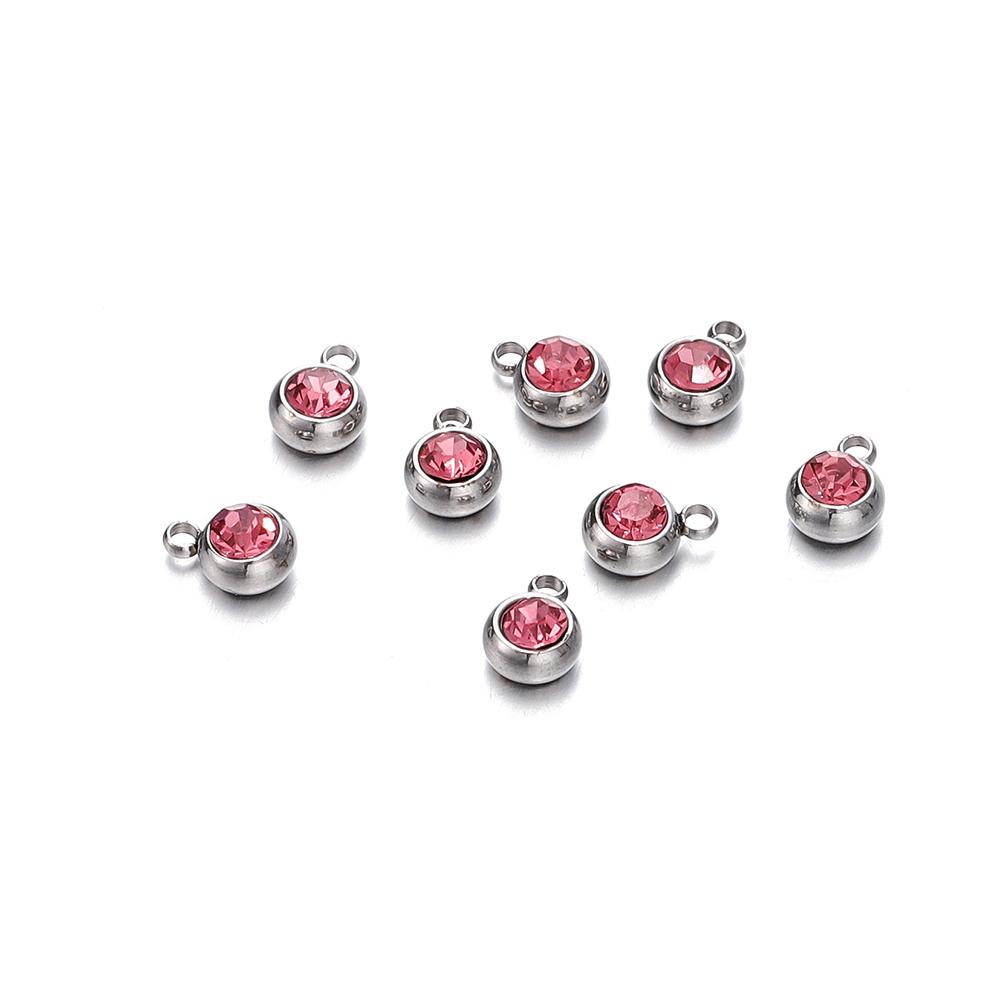 20 Stück 6mm Edelstahl Strassperlen Goldfarbe Kristall Anhänger für DIY Halskette Armband Charm Schmuckherstellung