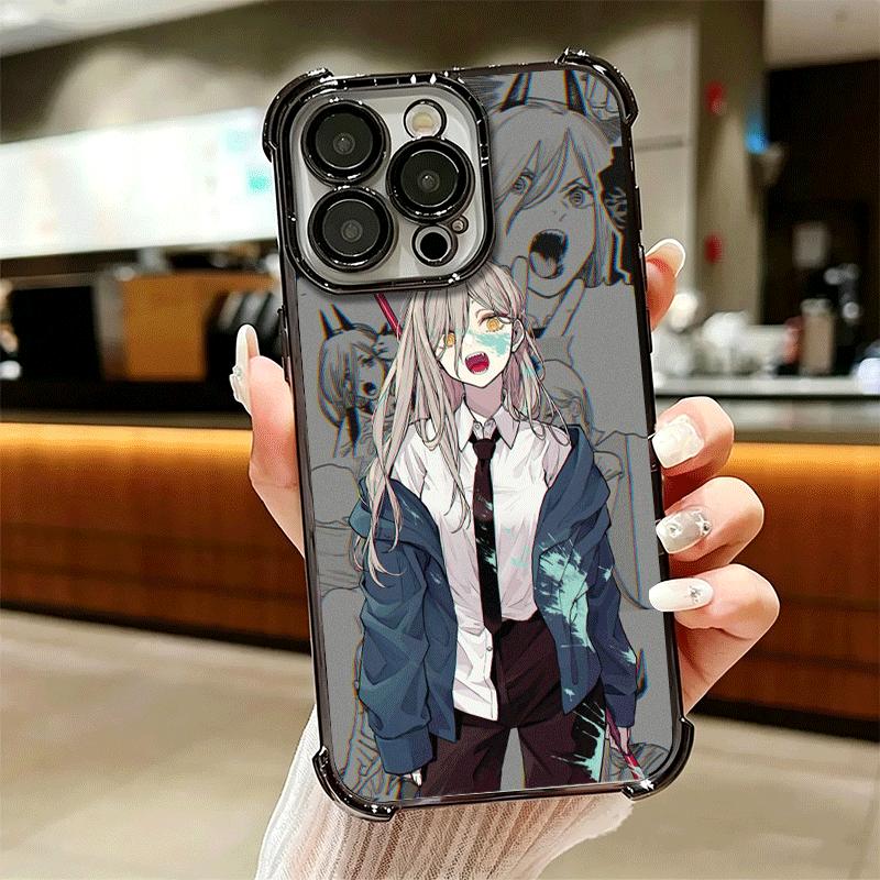 Anime Character Power CSM Soft Phone Case For iPhone 15 16 17 Air 14 Pro Max 16E Plus 13 12 Mini Plating Anti-Fall Fundas