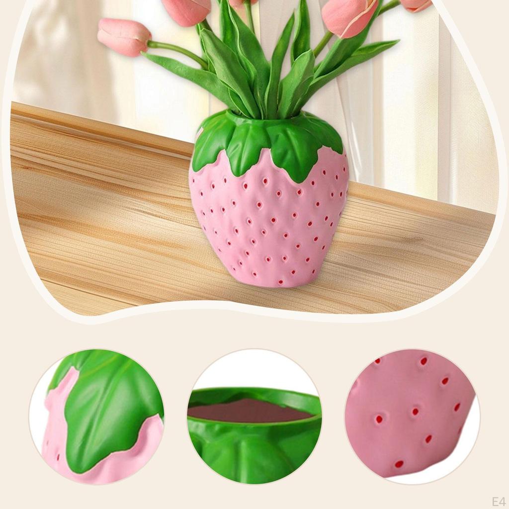 Strawberry Decorative Container with Green Leaves Planter for Wedding Centerpiece