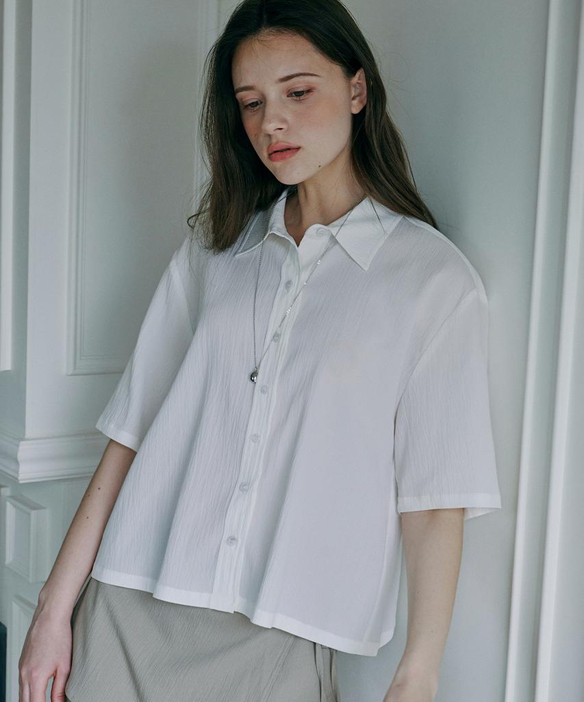 MALOUPE 4213 Crinkle Short Sleeve Shirt (Cream)