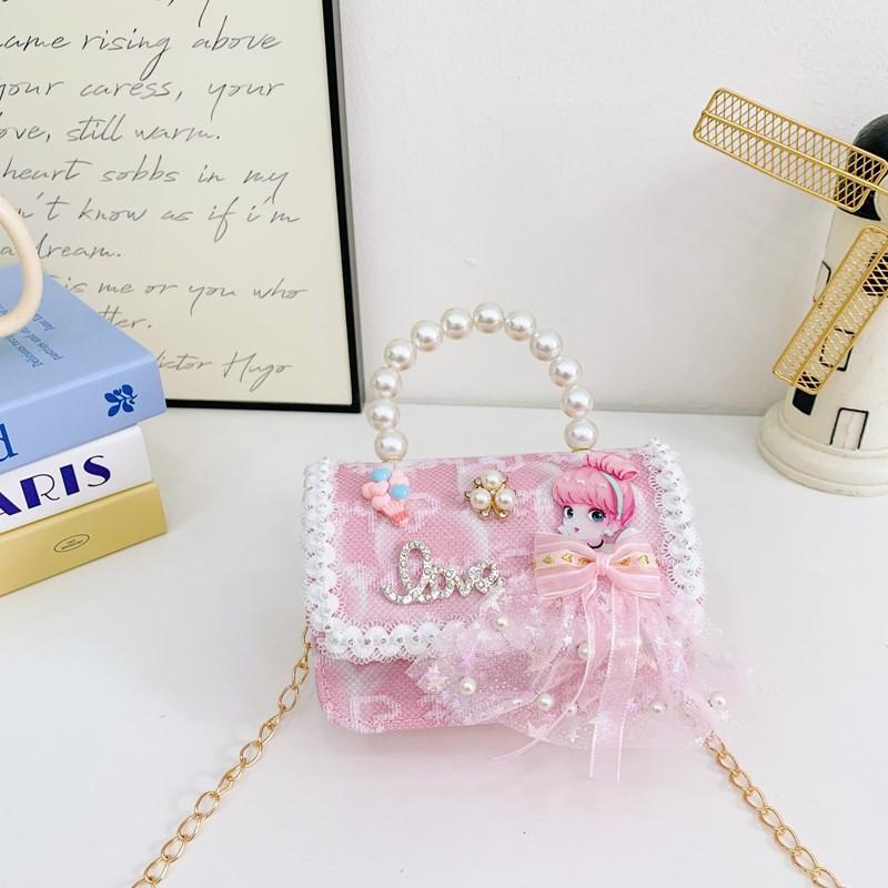 Lightweight Pearl Charming Shoulder Bag For Girls Featuring Cute Princess Design
