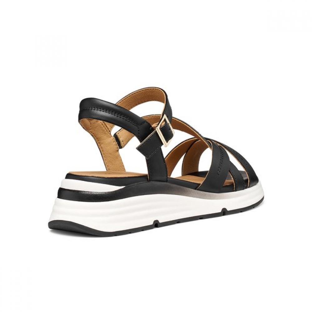 Geox Women S Comfort Wedge Diagonal Strap Sandal Black 8gx0ja6m1d Elowyn