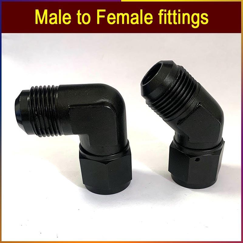 2PCS car repair joint end joint internal thread to external thread pneumatic push lock rotary joint 45 ° 90 ° AN4-12 Connector