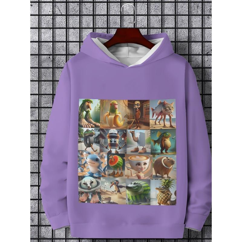 Boys Clothes Italian Brainrot Pullover Hoodies Autumn Fashion Outdoor Long Sleeve Thin Hooded Sweatshirt Perfect Gift for Kids