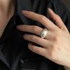 Matte Silver Color Unique Oval Simple Ring for Women Jewelry Finger Adjustable Open Vintage Ring for Party Birthday Gifts